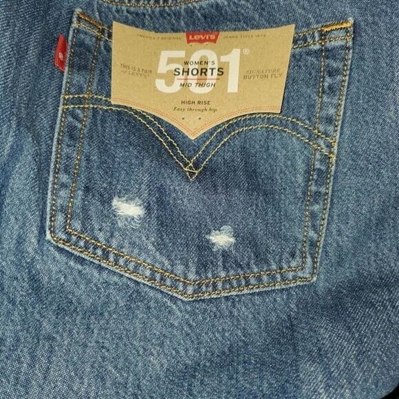 Levis 501 high rise Raw Hem Mom Denim jean shorts plus size 16W new!!! - Picture 8 of 9